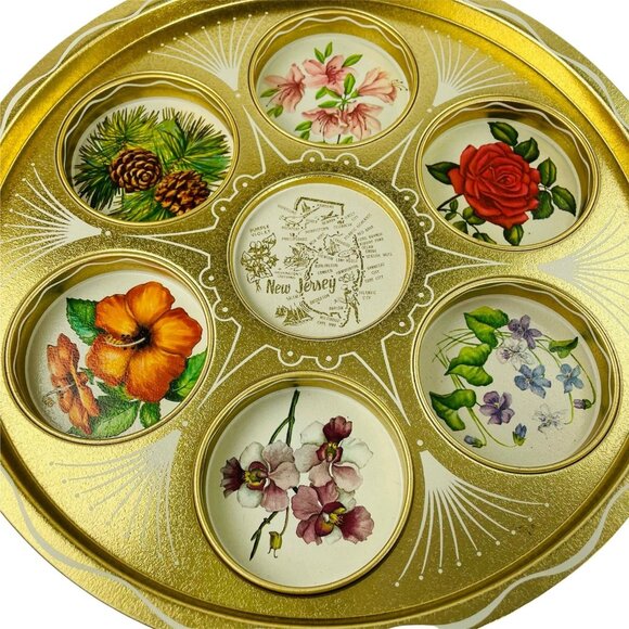 Vintage Soviner Woolworth Tin Cup Holder Metal Tray New Jersey State Molded u - Picture 4 of 5